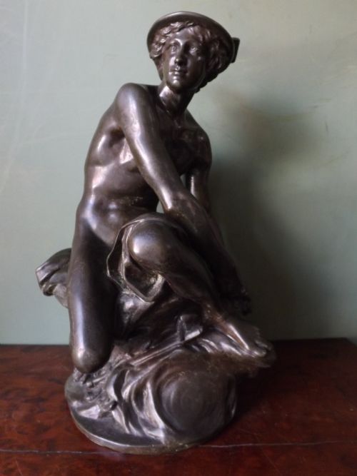 C19th French Bronze Statue of "Mercury" After Jean-baptiste Pigalle.