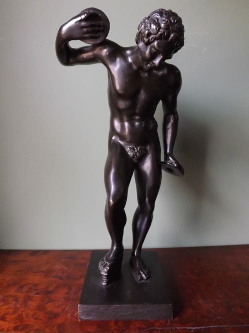C19th 'Grand Tour' Souvenir Bronze Figure "Dancing Faun with Clappers" After the Antique