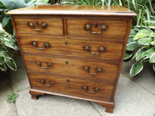 C18th George III Period Mahogany Chest-of-drawers of Good Compact Proportions.