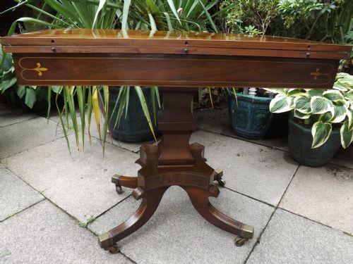 EARLY C19TH REGENCY PERIOD BRASSINLAID ROSEWOOD FOLDOVER 'TEA' TABLE - ADDITIONAL PHOTO 12