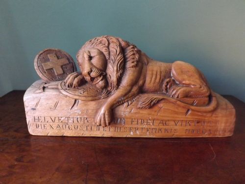 C19th Carved "Black Forest" Study of the 'Lion of Luzern'