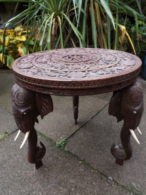 Late C19th /Early C20th Indian Carved Teak Occasional Table