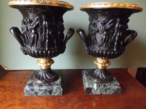 Pair of C19th French Bronze 'Borghese' Vases.