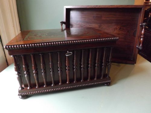 Fine C19th Regency Period Brass-inlaid Rosewood Duo of Desk Casket and Book-carry / Tray.