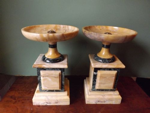 Pair of Late C19th/early C20th Italian Marble Tazzas.