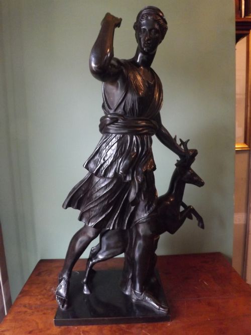 C19th French Bronze 'Grand Tour' Souvenir Bronze Sculpture After the Antique of "Diana Chasseresse" /"Diana the Huntress" by Ferdinand Barbedienne Foundry.