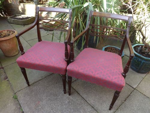 PAIR OF LATE C18TH EARLY C19TH GEORGE III PERIOD MAHOGANY ARMCHAIRS - ADDITIONAL PHOTO 2