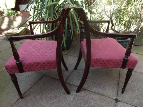 PAIR OF LATE C18TH EARLY C19TH GEORGE III PERIOD MAHOGANY ARMCHAIRS - ADDITIONAL PHOTO 4