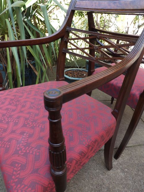 PAIR OF LATE C18TH EARLY C19TH GEORGE III PERIOD MAHOGANY ARMCHAIRS - ADDITIONAL PHOTO 6