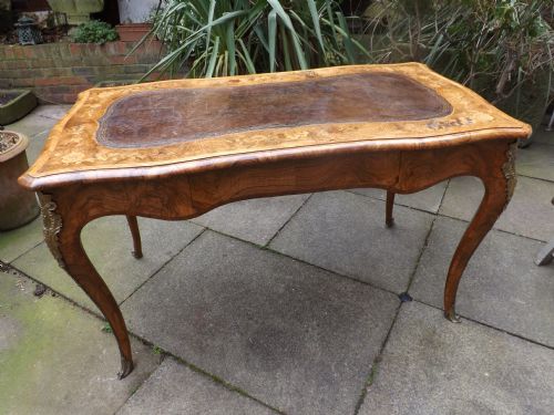 C19th Walnut and Floral Marquetry 'Bureau-plat' or Writing Table