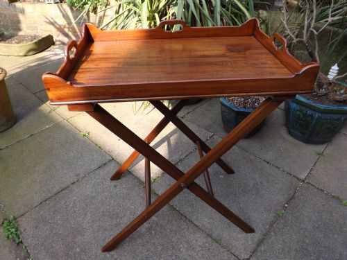 Early C19th George III Period Mahogany 'Butlers' Tray on Folding Stand.