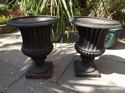 fig 1. Pair of mid C19th English cast-iron garden or terrace vases.