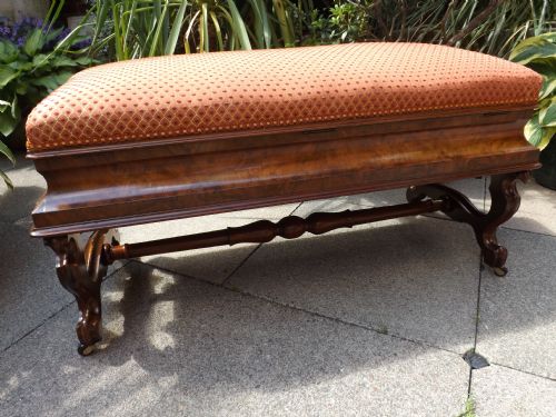 C19th Victorian Period Walnut Framed Ottoman/stool or Window Seat