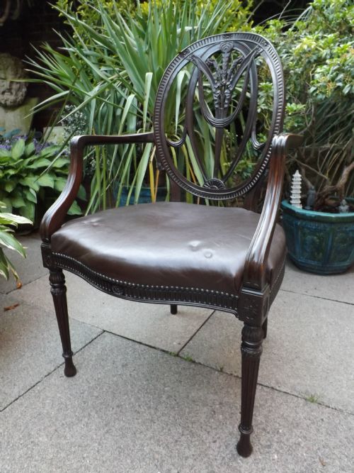 Late C19th/early C20th Carved Mahogany Armchair of Adam Revival Design.