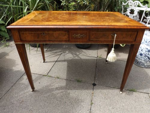 C19th Ormolu-mounted Burr-walnut 2-Drawer Writing/centre Table