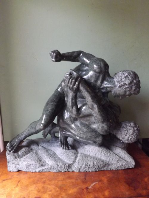 fig 2. Imposing C19th Italian 'Grand Tour' souvenir carved serpentine marble sculpture group ,after the antique, of