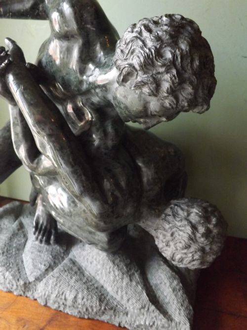 fig 3. Imposing C19th Italian 'Grand Tour' souvenir carved serpentine marble sculpture group ,after the antique, of