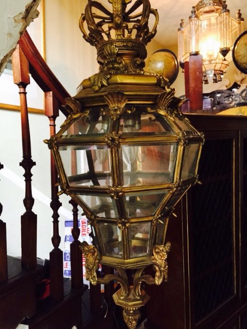 fig 1. Early C20th gilt-bronze octagonal hall lantern of