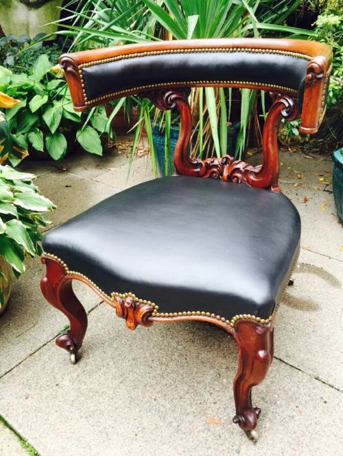 Mid C19th Early Victorian Period Mahogany 'Horse-shoe' Back Library Reading or Desk Chair.