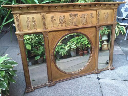 fig 1. Early C19th Regency period gilt-wood 3-plate over-mantel mirror .