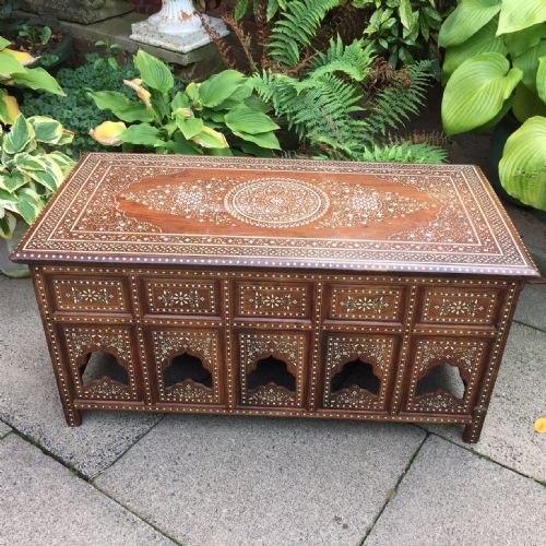 fig 1. Late C19th Indian ivory-inlaid rectangular centre-table on folding base.