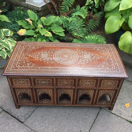 fig 2. Late C19th Indian ivory-inlaid rectangular centre-table on folding base.