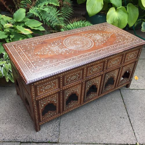 fig 3. Late C19th Indian ivory-inlaid rectangular centre-table on folding base.