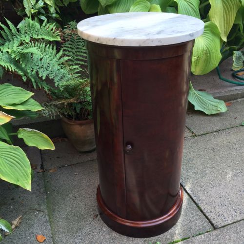 fig 1. C19th George IV period mahogany cylindrical column bedside cupboard