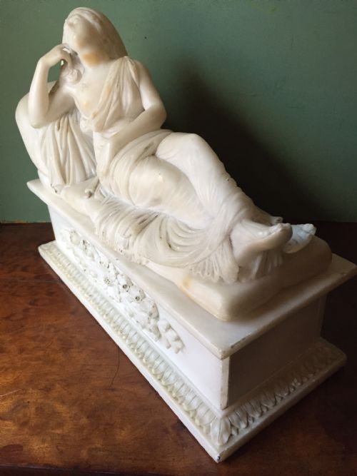 fig 2. Fine C19th carved alabaster sculpture study after the antique of Lucretia , modelled as a sleeping Ariadne .