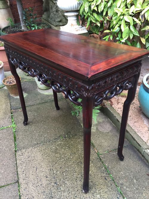 C19TH CHINESE LATE QING DYNASTY CARVED HARDWOOD CENTRESIDE OR CONSOLE TABLE - ADDITIONAL PHOTO 1