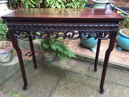 C19TH CHINESE LATE QING DYNASTY CARVED HARDWOOD CENTRESIDE OR CONSOLE TABLE - ADDITIONAL PHOTO 4