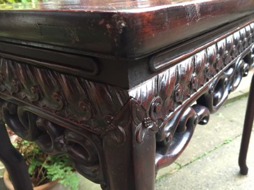 C19TH CHINESE LATE QING DYNASTY CARVED HARDWOOD CENTRESIDE OR CONSOLE TABLE - ADDITIONAL PHOTO 6