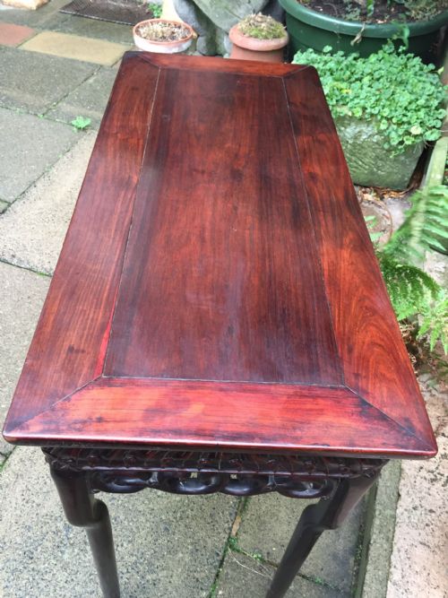 C19TH CHINESE LATE QING DYNASTY CARVED HARDWOOD CENTRESIDE OR CONSOLE TABLE - ADDITIONAL PHOTO 9
