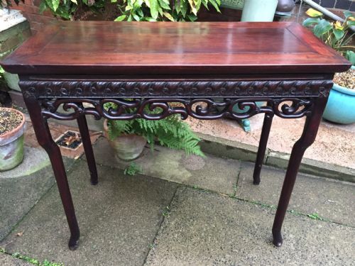 C19TH CHINESE LATE QING DYNASTY CARVED HARDWOOD CENTRESIDE OR CONSOLE TABLE - ADDITIONAL PHOTO 12
