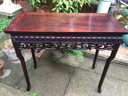 C19TH CHINESE LATE QING DYNASTY CARVED HARDWOOD CENTRESIDE OR CONSOLE TABLE - ADDITIONAL PHOTO 14