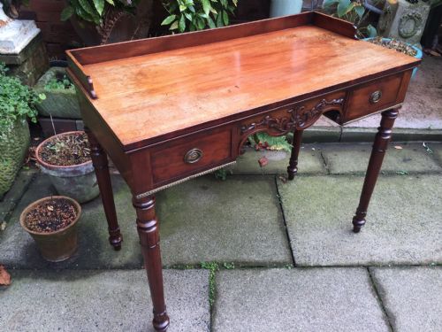 C19TH WILLIAM IV PERIOD MAHOGANY KNEEHOLE DRESSING OR WRITING TABLE - ADDITIONAL PHOTO 2