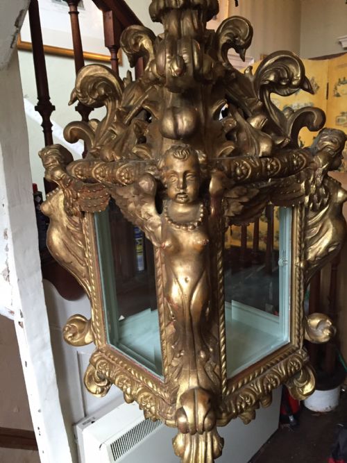 fig 2. Late C19th Italian carved gilt-wood Baroque-style hanging hall lantern.