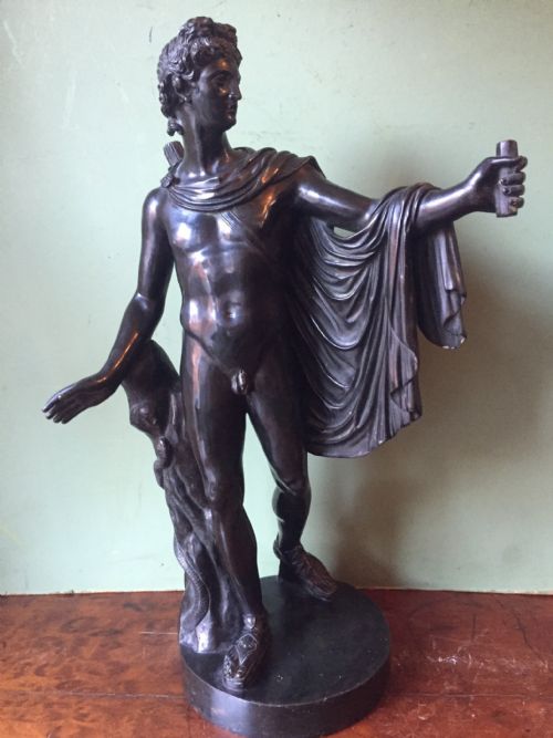Early C20th Italian Cast Bronze 'Grand Tour' Souvenir Sculpture , After the Antique, "Apollo Belvedere".