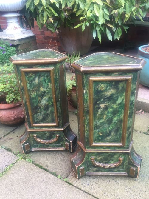Pair of Late C19th/ Early C20th Italian Venetian-style 'Faux' Marble Stands.