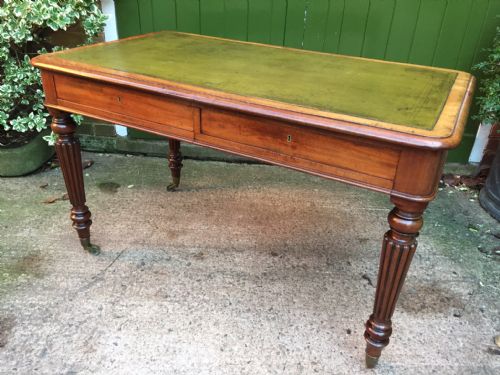 Early C19th George IV Period Mahogany 2 Drawer Writing/library Table in the Manner of Gillows of Lancaster.