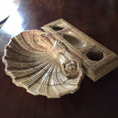 fig 2. Fine late C19th carved marble 'Grand Tour' souvenir ink-stand, probably Maltese by Darmanin.