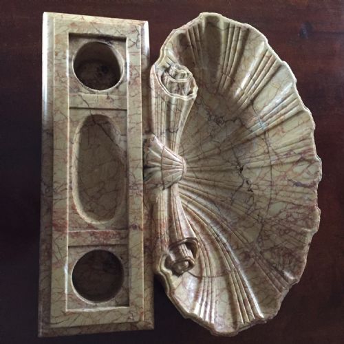 fig 3. Fine late C19th carved marble 'Grand Tour' souvenir ink-stand, probably Maltese by Darmanin.
