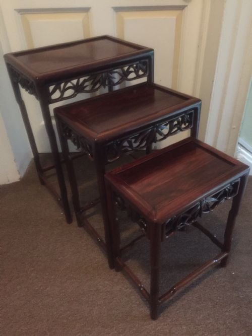 Set of 3 Late C19th Chinese Qing Dynasty Graduated or 'Nesting' Hardwood Tables.