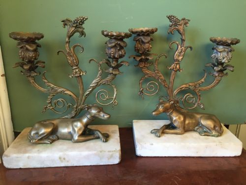 Pair of Early C19th Regency Period Gilded Bronze Candelabra.