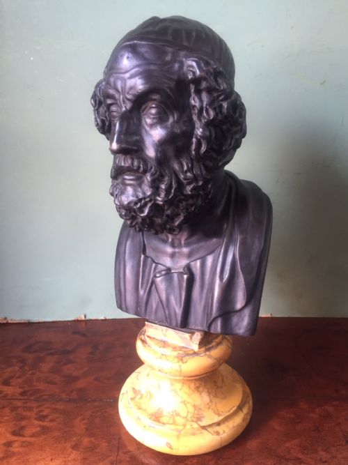 fig 2. Early C20th Italian 'Grand Tour' souvenir bronze bust study of Homer after the antique.