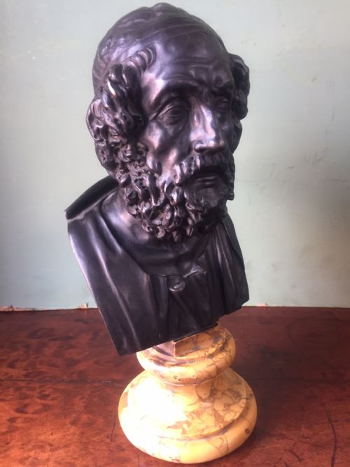 Early C20th Italian 'Grand Tour' Souvenir Bronze Bust Study of Homer After the Antique.