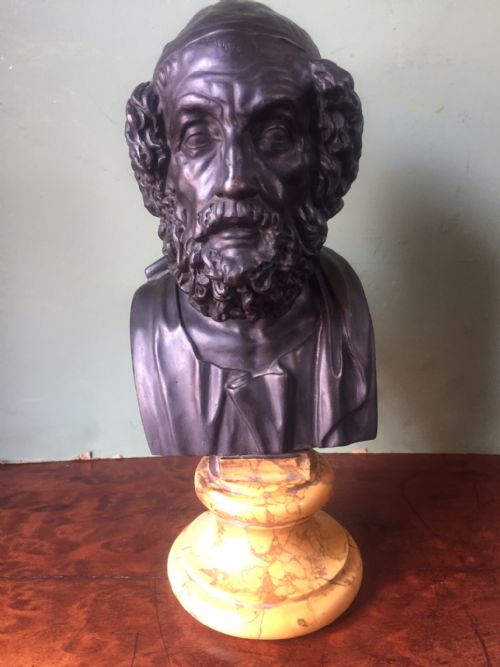 fig 1. Early C20th Italian 'Grand Tour' souvenir bronze bust study of Homer after the antique.