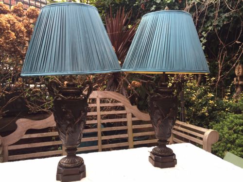 fig 2. Impressive pair of late C19th French bronze vase-bodied lamps of classical design .
