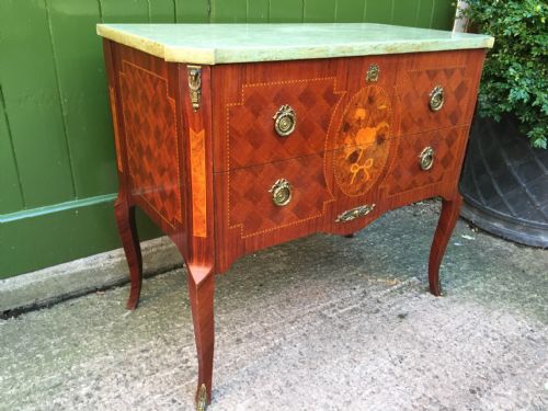 fig 1. Late C19th Swedish walnut and fruitwood 'petit commode' chest with marble top.