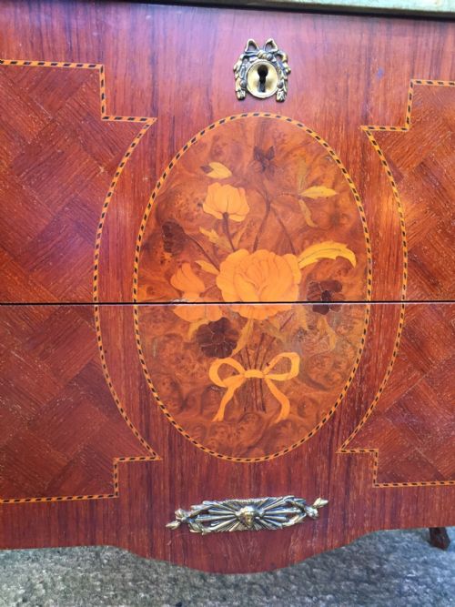 fig 2. Late C19th Swedish walnut and fruitwood 'petit commode' chest with marble top.